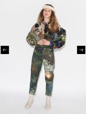 Printed Ankle Jeans in Marienberg Herbs/Flowers Print - Anntian